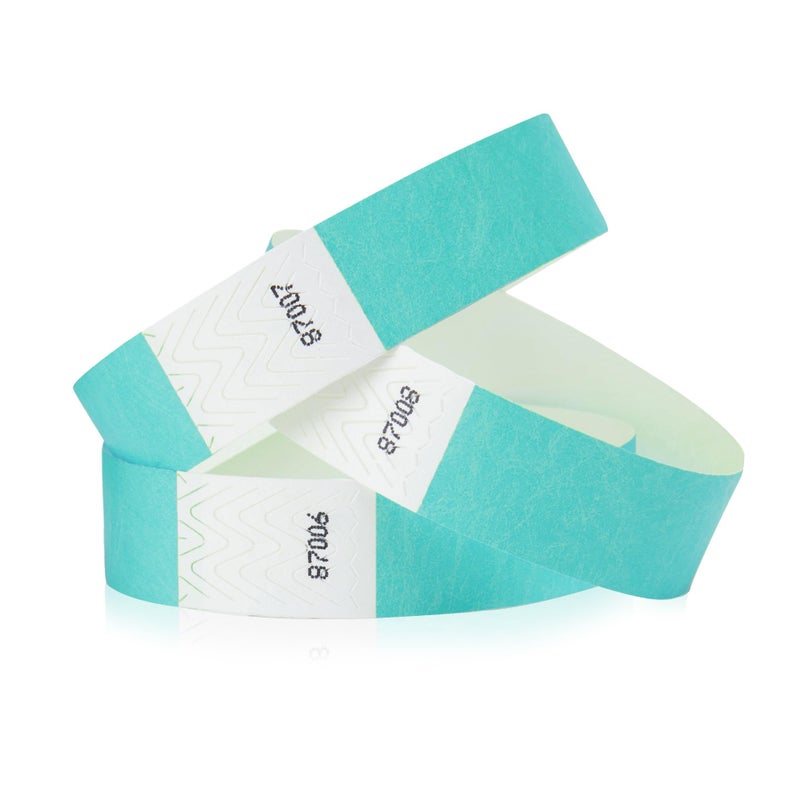 WristCo Aqua Tyvek Wristbands for Events - 200 Count - Security Cuts & Tamper-Proof Design to Prevent Reuse - Premium-Grade Bracelets for Hospital & Medical ID  Party & VIP Identification - Image 1